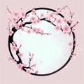 pink cherry blossom sakura round background frame