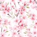 Pink Cherry Blossom Seamless Pattern, Floral Background, Sakura Petals, Wallpaper Floral Wedding Designs Prints Generated AI Royalty Free Stock Photo