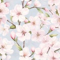 Pink Cherry Blossom Seamless Pattern, Floral Background, Sakura Petals, Wallpaper Floral Wedding Designs Prints Generated AI Royalty Free Stock Photo