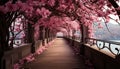 A pink cherry blossom tree blooms, bringing beauty to nature generated by AI Royalty Free Stock Photo