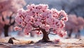 The pink cherry blossom tree blooms in the springtime generated by AI Royalty Free Stock Photo