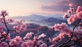 The pink cherry blossom tree blossoms in the springtime generated by AI Royalty Free Stock Photo