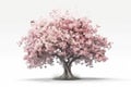 Pink cherry blossom tree isolated on white background. 3d illustration Generative AI animal ai Royalty Free Stock Photo