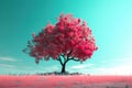 Pink cherry blossom tree under the clear sky, ai artwork Royalty Free Stock Photo