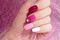 Pink cherry nail design. Royalty Free Stock Photo