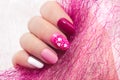 Pink cherry nail design Royalty Free Stock Photo