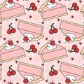 Pink Cherry Pie Slices Repeat Pattern Royalty Free Stock Photo