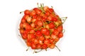Pink cherry plate on white background. High resolution photo