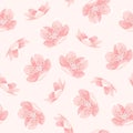 Pink cherry sakura japanese spring flowers pattern