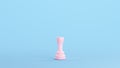Pink Chess Piece Rook Castle Strategy Game Traditional Competition Object Kitsch Blue Background