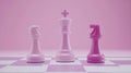 Pink Chess Pieces Stand on Board for Game Strategy, and Thinking Theme Royalty Free Stock Photo