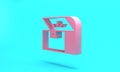 Pink Chest for game icon isolated on turquoise blue background. Minimalism concept. 3D render illustration Royalty Free Stock Photo