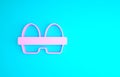 Pink Chicken egg in box icon isolated on blue background. Minimalism concept. 3d illustration 3D render