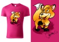 Pink Child T-shirt Design with Cartoon Fox