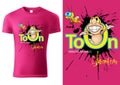 Pink Child T-shirt Design with Cartoon Worm