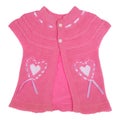 Pink children knitted jacket Clipping path