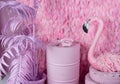 Pink children`s room with flamingos. Royalty Free Stock Photo