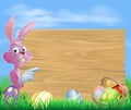 Pink chocolate eggs sign Easter bunny Royalty Free Stock Photo