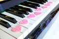 Pink chocolate on key piano