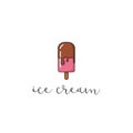 Pink Chocolate Popsicle Ice Cream Logo, Sign, Icon, Flat Design, Vector Design