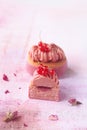 Pink Chocolate Ruby and Red Currant Mini Cakes Royalty Free Stock Photo