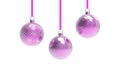 Pink Christmas balls with white background. colorful xmas balls for christmas tree, Xmas glass, metal and plastic ball. Group of Royalty Free Stock Photo