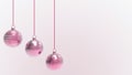 Pink Christmas balls with white background. colorful xmas balls for christmas tree, Xmas glass, metal and plastic ball. Group of Royalty Free Stock Photo