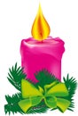 Pink christmas candle Royalty Free Stock Photo