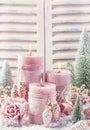 Pink christmas candle Royalty Free Stock Photo