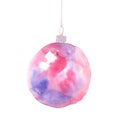 Pink Christmas decorations watercolor illustration.