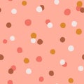 Pink Christmas polka dot pattern. Seamless dotted pattern Pink pastel circles. Confetti abstract childish repeated