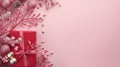 Pink Christmas Presents And Decorations On A Hyper-realistic Background Royalty Free Stock Photo