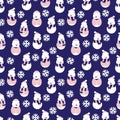 Pink Christmas Snowman seamless pattern design Royalty Free Stock Photo
