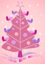 Pink Christmas tree with birdies