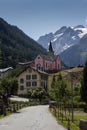 Pink Church of Trient, Switzerland Royalty Free Stock Photo