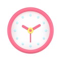 Pink circle clock 3d icon vector illustration