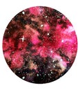 Pink circle galaxy watercolor illustration round