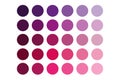 Pink circle palette. Bright fuchsia vector. Gradient dot layout. Soft tone swatches.