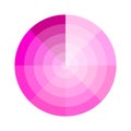 Pink circle palette. Vector color wheel. Bright hue chart. Symmetrical gradient icon.