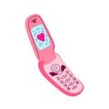 pink mobile phone on isolated background.