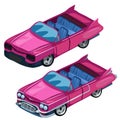 Pink classic convertible cabriolet with open roof