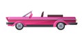 Pink classic convertible car, luxury old fashion vehicle for girl