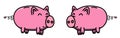 Pink, clean, shiny, happy and fat piggybank couple in cartoon style, illustration for kids