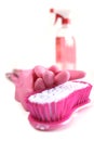 Pink cleaning kit Royalty Free Stock Photo