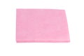 Pink cleaning rag neatly folded, isolated on white