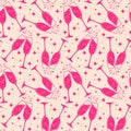 Pink Clinking Champagne Glasses Seamless Repeat Pattern Royalty Free Stock Photo