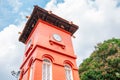 Clock tower at Dutch Square in Malacca, Malaysia Royalty Free Stock Photo