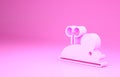 Pink Clockwork mouse icon isolated on pink background. Wind up mouse toy. Minimalism concept. 3d illustration 3D render Royalty Free Stock Photo