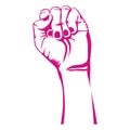 Pink closed hand symbol support breast cancer