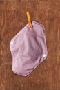 Pink cloth menstrual pad hanging on a clothes line Royalty Free Stock Photo